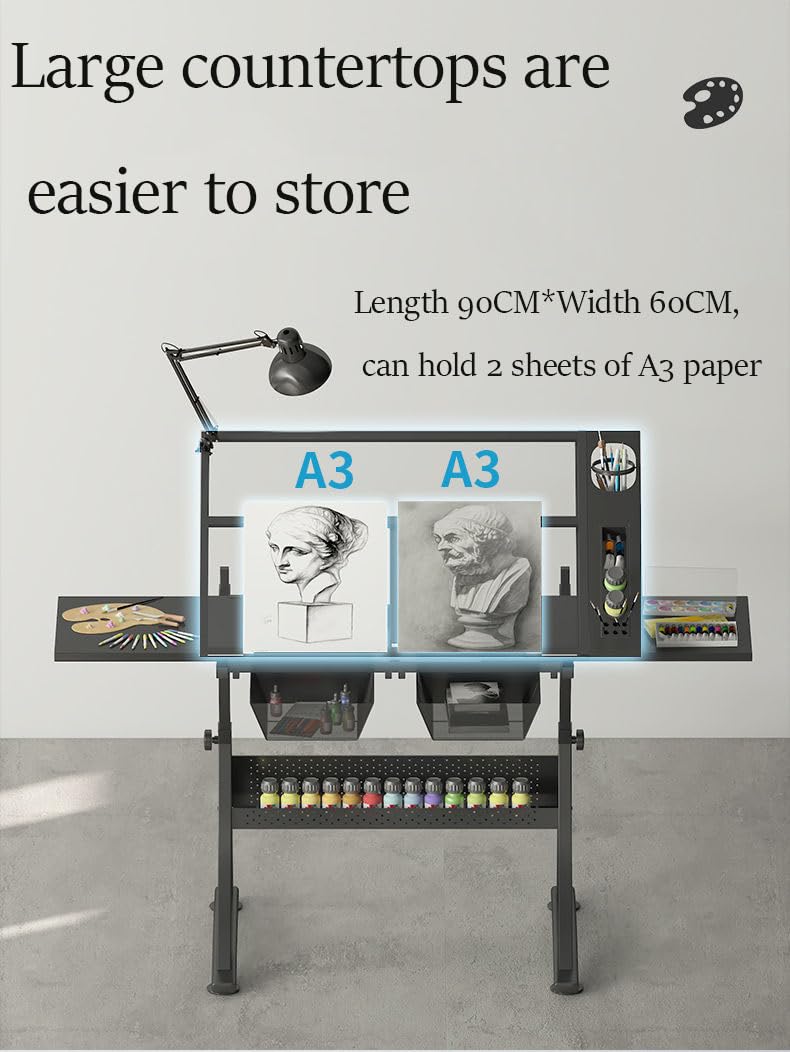 Höhenverstellbarer Maltisch Mit Doppelplatte - Studio & Hobby Zeichentisch