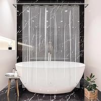 Vista 13 de Clawfoot - Cortina de ducha para bañera con patas 108x72 pulgadas, forro blanco, envolvente completa, extra ancha, 24 ganchos de metal con imanes