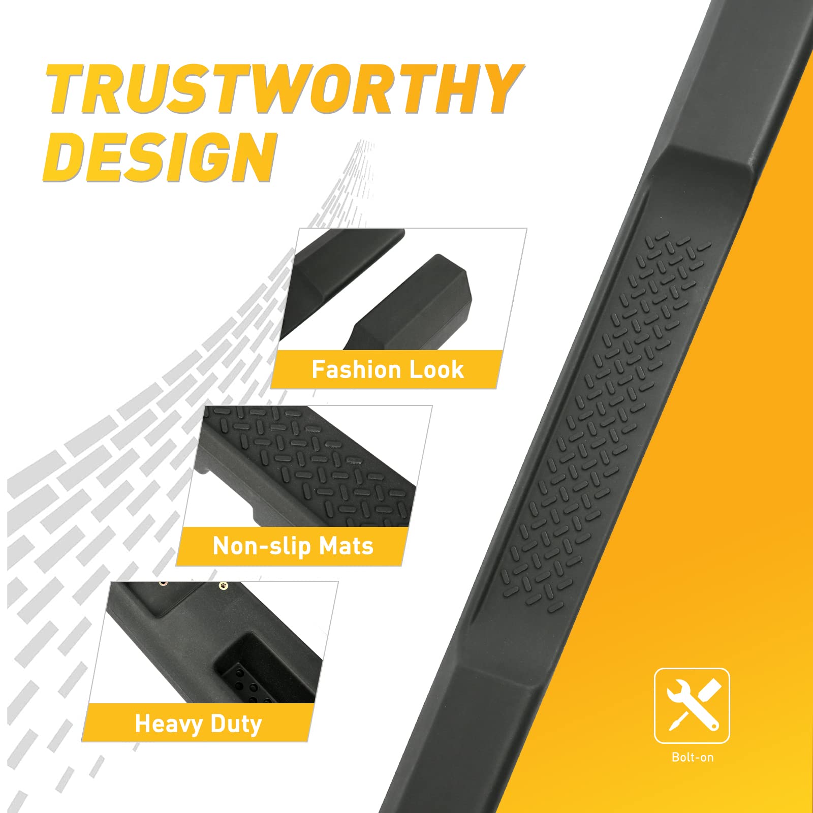 Acmex Running Board Compatible with 2007-2018 Jeep Wrangler JK 2 Door Side Steps Hoop Bar Nerf Bars Door Dropped Steps