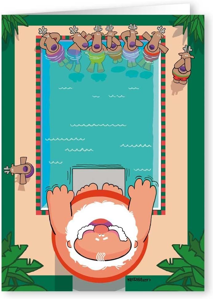 Pool Dive Holiday Card - 18 Pool Christmas Cards & Envelopes (Standard)