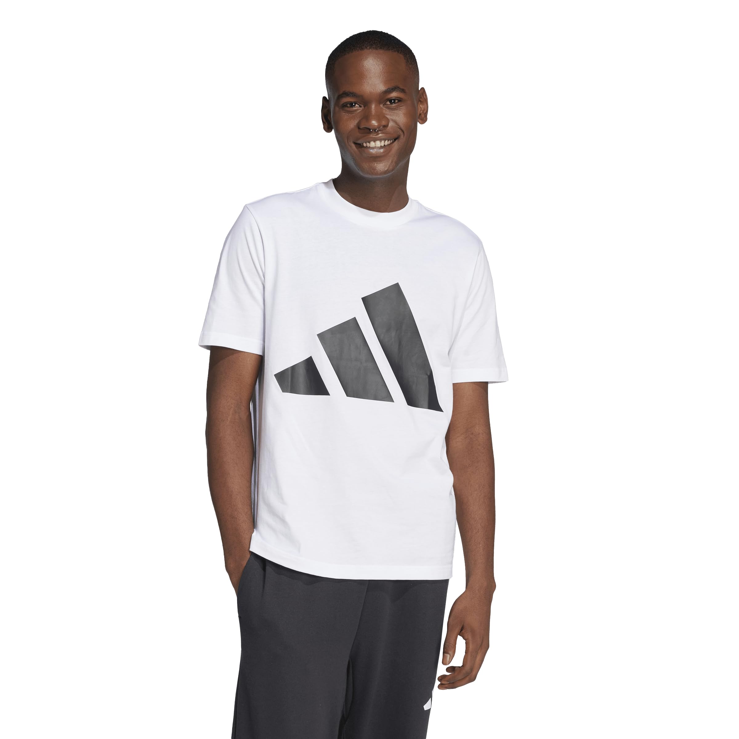 

                                                    Adidas Men's Essentials Big Logo T-Shirt, White/Bl