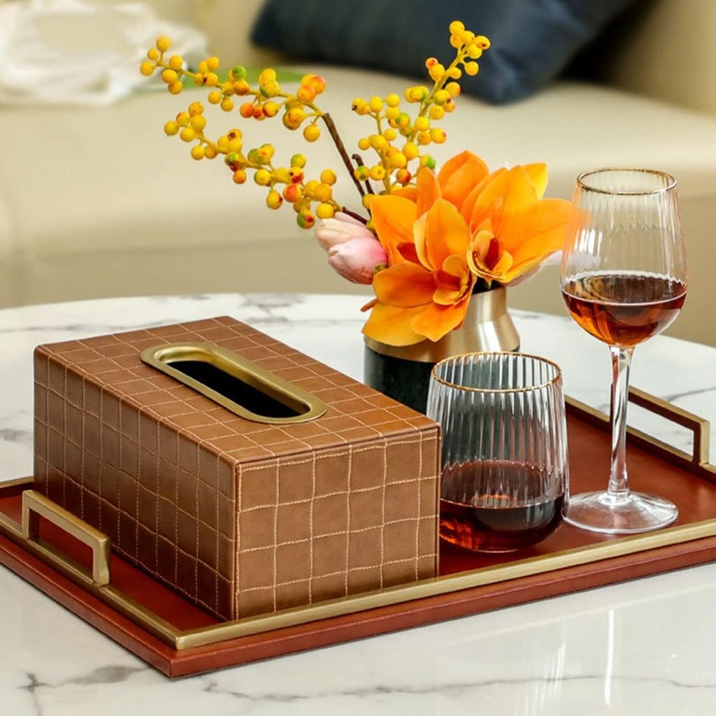 Microfiber Leather Tissue Box Cover American Light Luxury Style Facial Tissue Holder for Bedroom Desks Office Car image 3