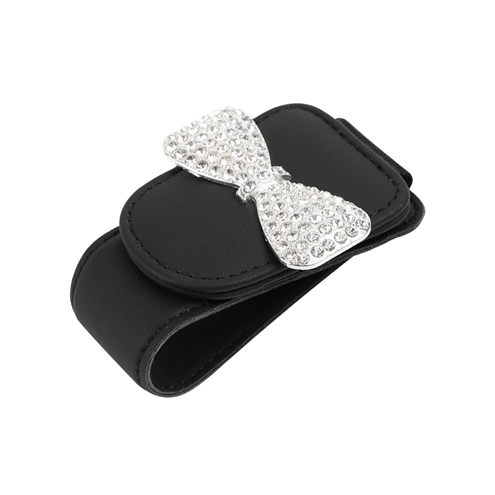 Ljmyy Elegant Bows Sunglasses Clip Practical for Car Visors with PU Leather Design Holds Glasses & Cards Securely