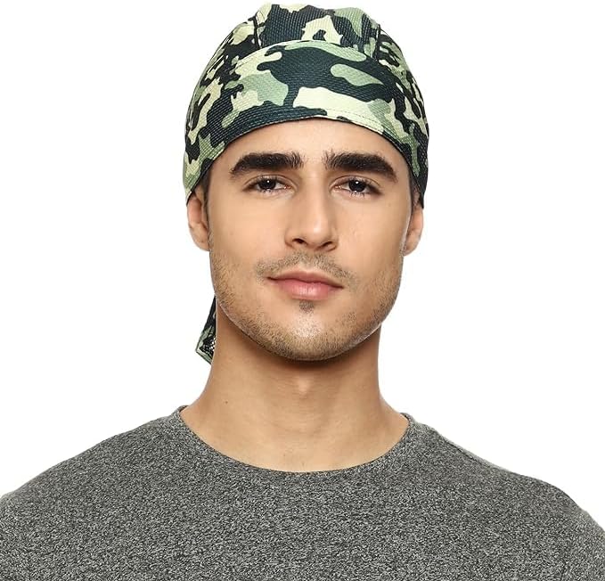 Motohog Helmet Skull Caps for Men Hair Inner Helmet Cover Caps for Bikers Sweat Cooling Skull Cap Headwrap, Bandana, Durag, Patka, Head Wear for Cycling & Running - Free Size