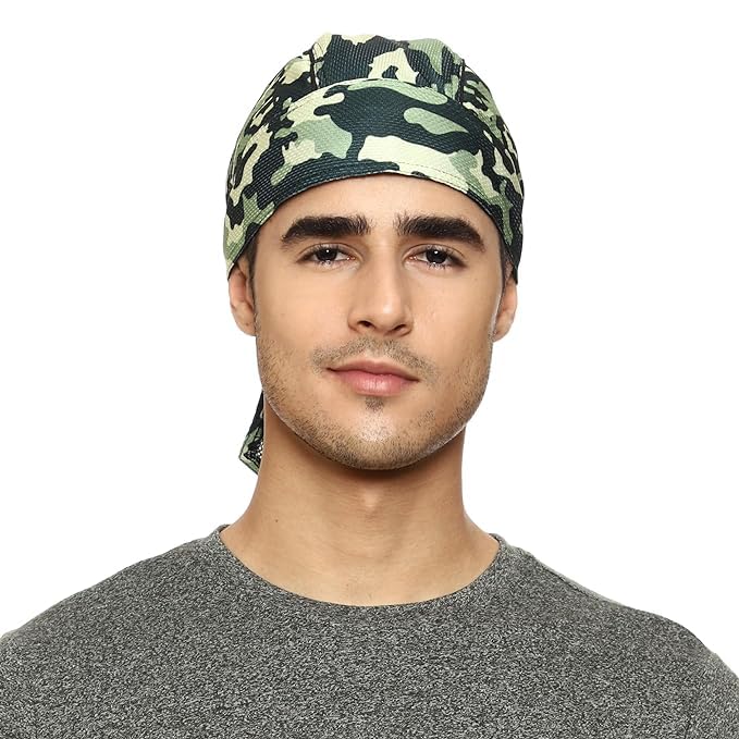 Motohog Helmet Skull Caps for Men Hair Inner Helmet Cover Caps for Bikers Sweat Cooling Skull Cap Headwrap, Bandana, Durag, Patka, Head Wear for Cycling & Running - Free Size