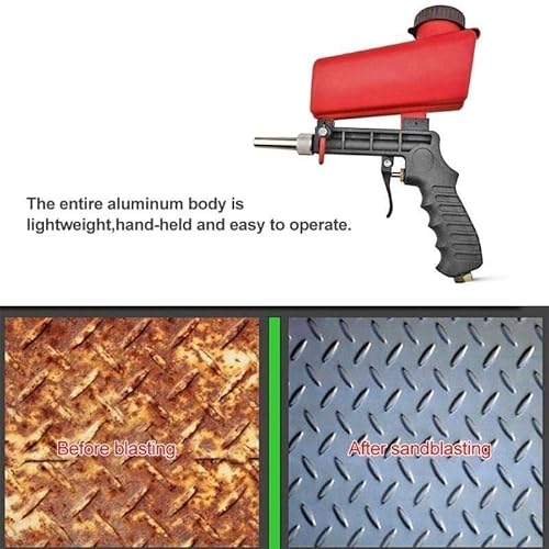 1/4-Zoll-Luftsandstrahlpistole, 90psi Schwerkraft pneumatischer Sandstrahler, kleine Sandstrahlmaschine zum Entfernen von Farbe, Flecken, rostfreien Oberflächen