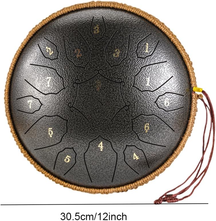 30.5cm D-Key Steel Tongue Drum - 15 Notes 14 Inch, Adult's Steel Drum Instrument, Handpan Percussion Instrument with Carry Bag & Accessories for Yoga, Meditation, Concerts & Relaxation Bronze