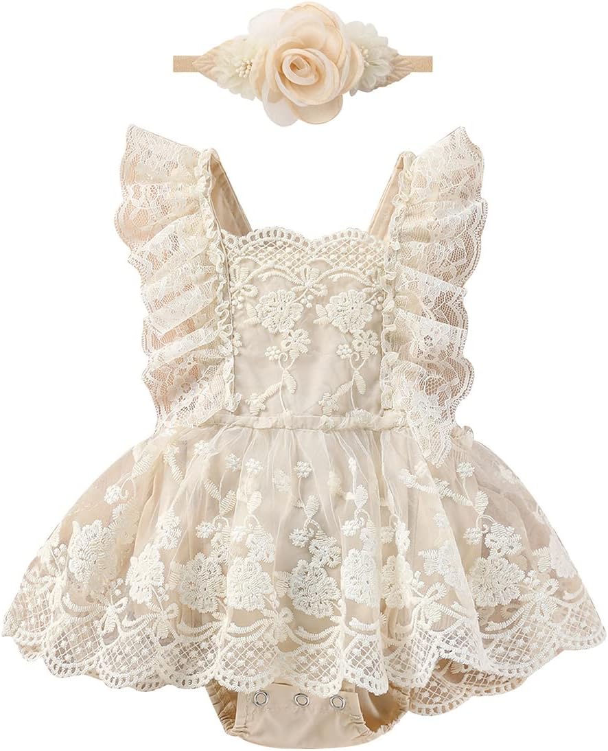 Newborn Photography Outfits Girl Lace Romper Dress for 1st Birthday