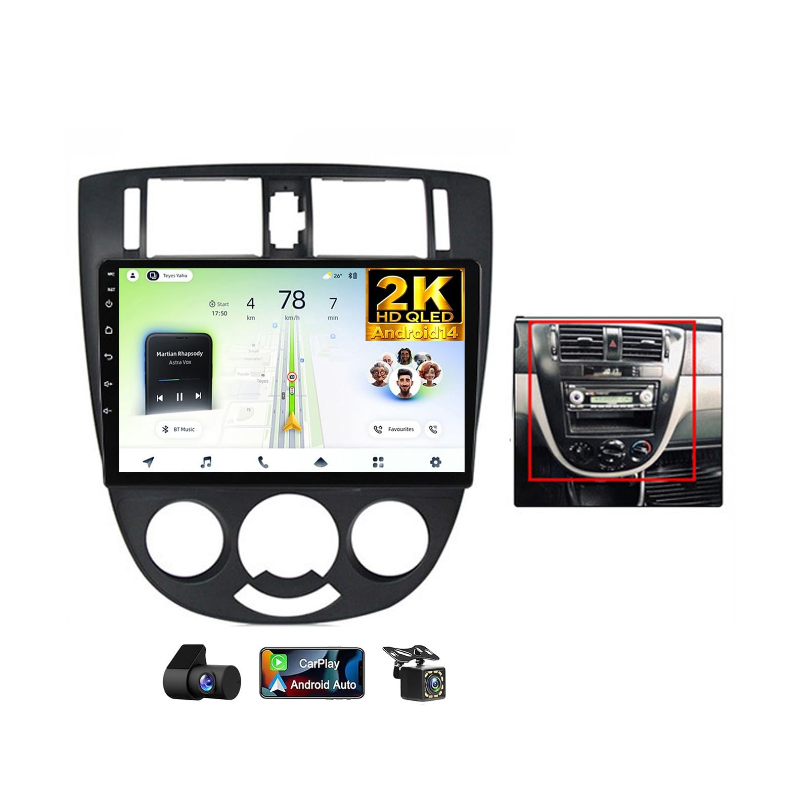 Radio coche Android 2K QLED para Buick Excelle: CarPlay y sonido DSP premium 8