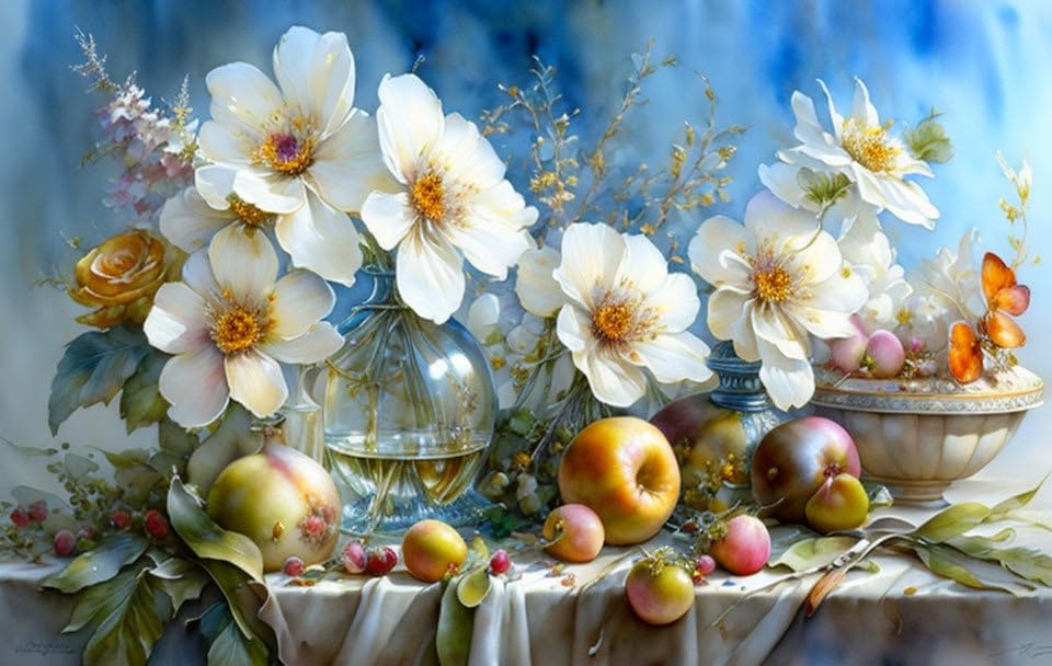 Toile sans cadre 58 x 90 cm aquarelle nature morte pour moderniser une decoration vieillissante