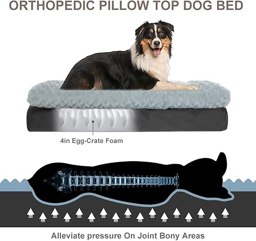 Miniatura 6 de CBBPET Cama ortopédica para perros medianos y grandes, cama para perro extra gruesa lavable con soporte de espuma de huevo de felpa, suave superior,