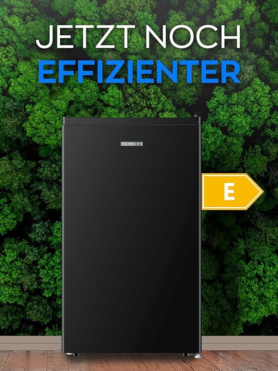 Heinrich´s Getränkekühlschrank 94L klein kompakt leise: 36db Mini-Bar; Tisch-Kühlschrank mit 7 Temperaturstufen, Mini Kühlschrank freistehend, perfekt geeignet für Büro Camping Garten Outdoor,schwarz