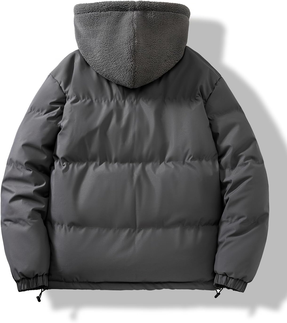 Men's Hooded Winter Puffer Jacket, Windproof Thermal Coat with Easy Hook-and-Loop Closure - Image 3