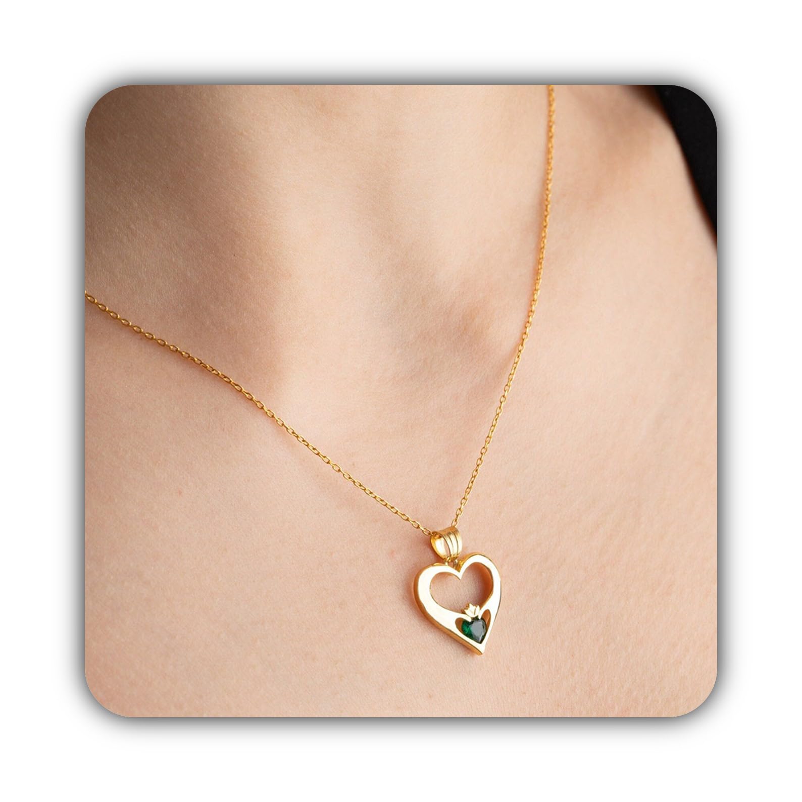 Personalizzato cuore ciondolo collana con pietra portafortuna su misura nome ciondolo Festa della Mamma Natale anniversario compleanno