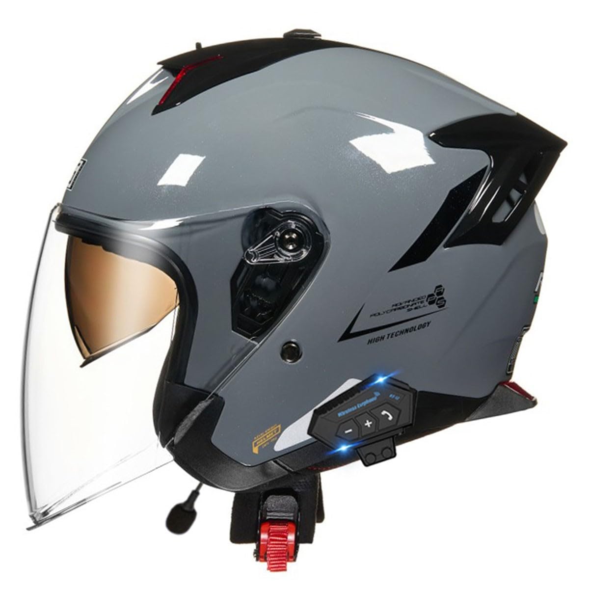 Casque Moto Jet Bluetooth ECEDOT Homologué Casques Scooter Mobylette Ouvert avec Double Visière Casques Moto Bols Hommes Adultes Femmes Dapté À La Conduite en Extérieur