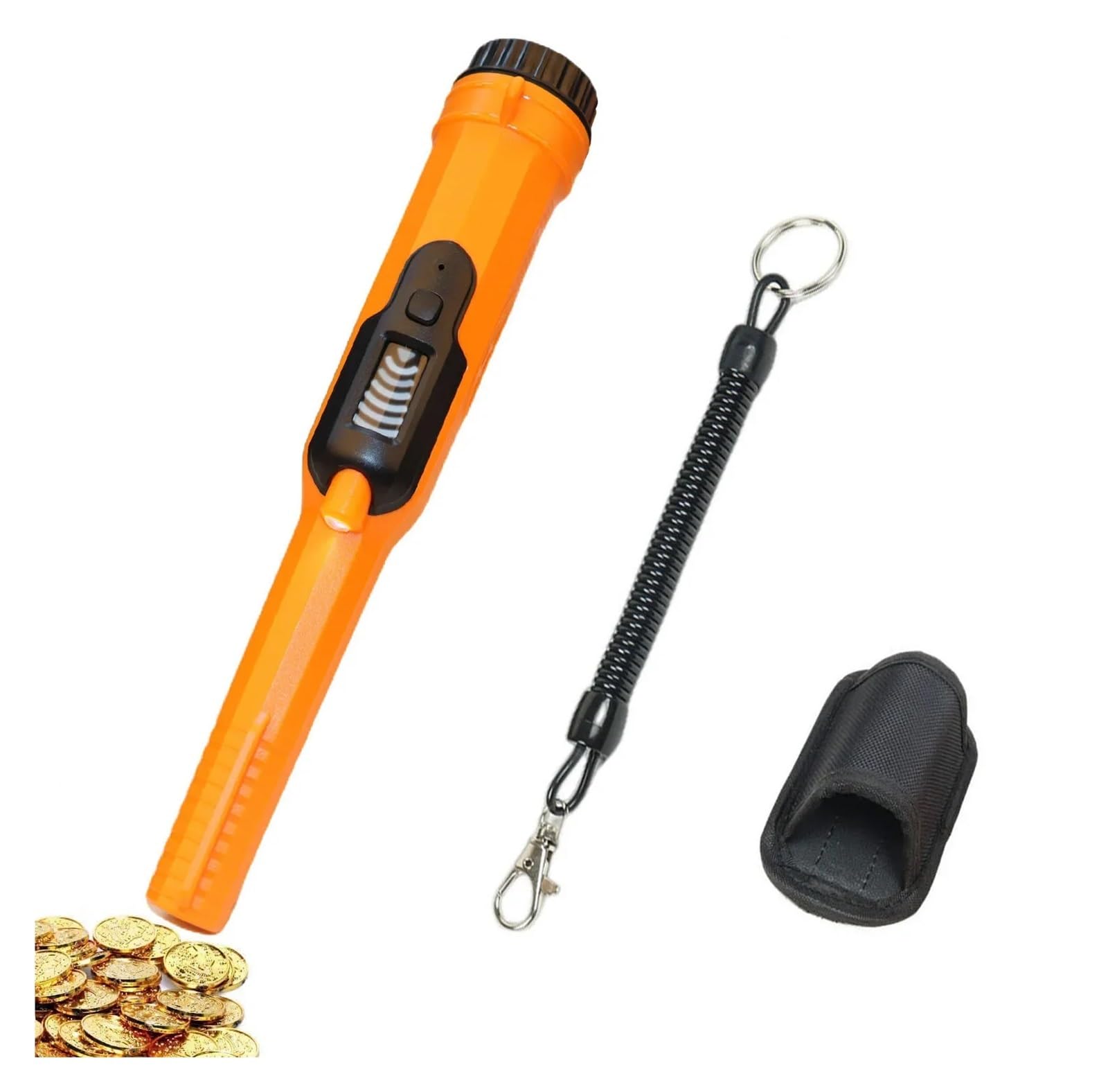 Wykrywacz Metalu, W pełni wodoodporny, przenośny wykrywacz metali ze złotym punktem namierzania IP68 i latarką LED(Waterproof oange)