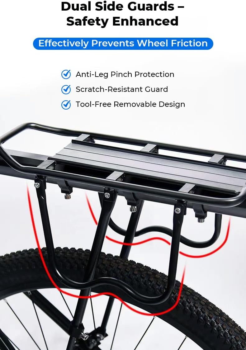 Rear Bike Rack, Quick Release Mountain Road Bicycle Rear Racks,Universal Bike Luggage Touring Carrier Rack, Aluminum Alloy Carrier 220 lb Capacity