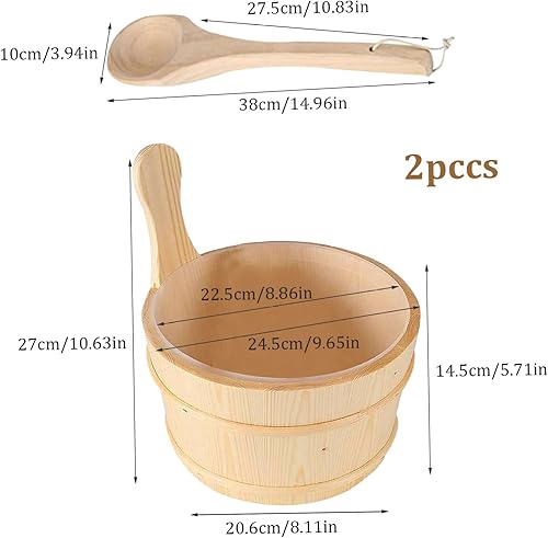 Miniatura 4 de Cubo y cucharón de sauna, 6L hecho a mano de cedro de madera, barril de bañera de hidromasaje, sauna, sauna natural, accesorios de spa, accesorios