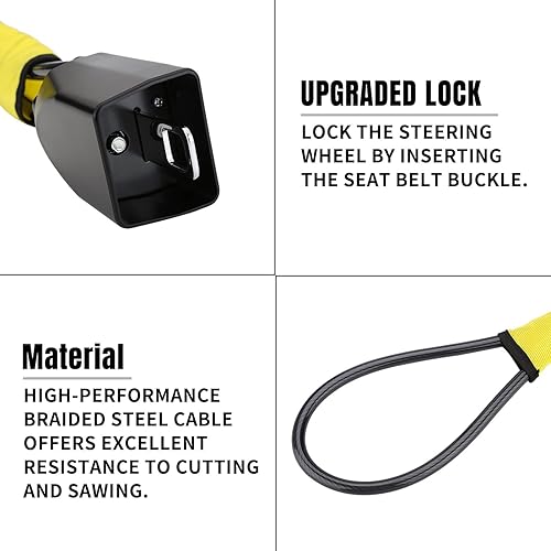 Miniatura 6 de Cinturón de seguridad antirrobo para volante de automóvil, ajuste universal, dispositivo de bloqueo antirrobo, bloqueo de camión, prevención de robo