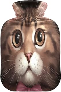 Wajiw Hot Water Bottle with Cover 1L Warm Water Bottle for Hot and Cold Compress Hot and Cold Therapies,Hand Feet Warmer,Cat