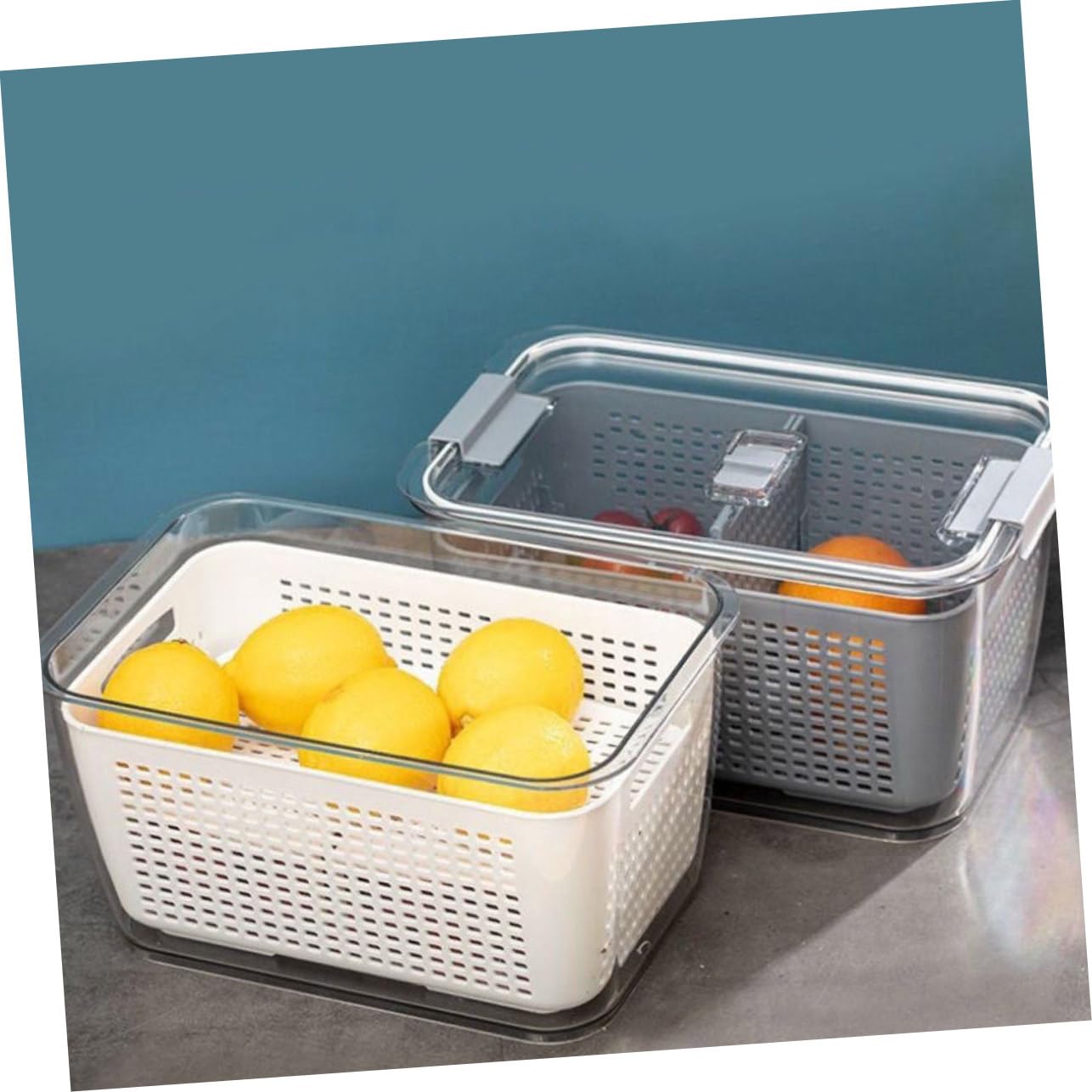 Contenitori Alimentari a Doppio Strato 2 Pezzi 1, 7l 4, 5l Pet Bianco