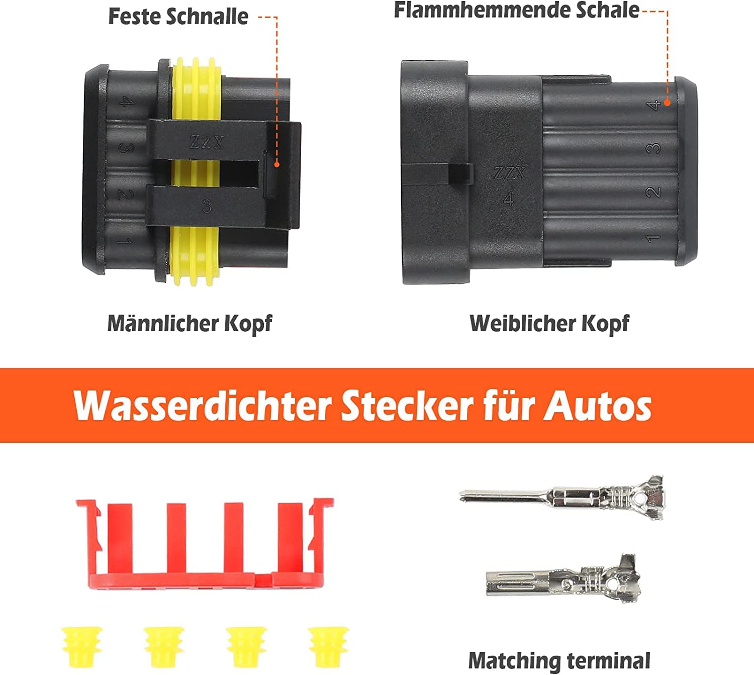 Kit Connettori Auto Impermeabili 352 Pezzi - Spine 1-6 Poli Con Pinza Crimpatrice