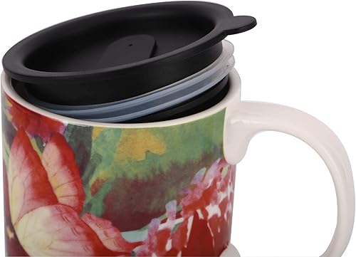 Miniatura 7 de Topadorn Taza de café de cerámica de 17 oz. Taza de café con caja de color y tapa a prueba de derrames, taza de viaje, mariposa
