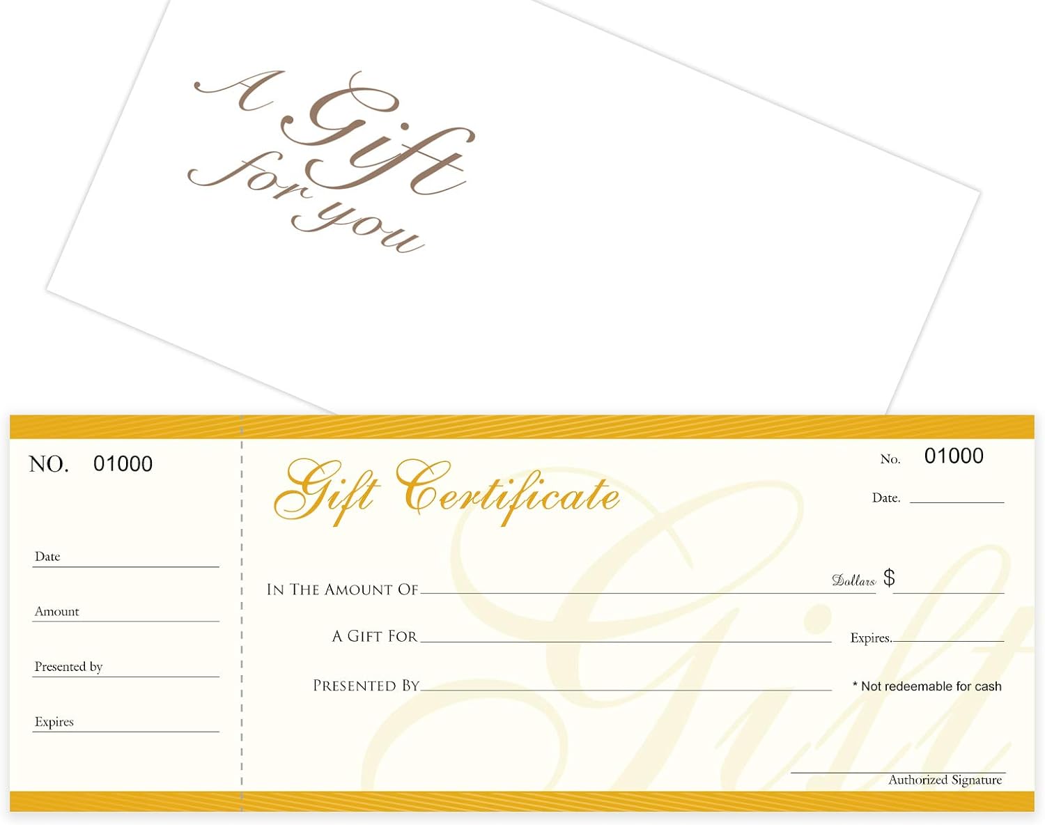 IMPACTONLINEPRINTING Blank Gift Certificates 25set, gift certificate for business,Comes with Free matching Envelopes, Sequential Numbering Printing