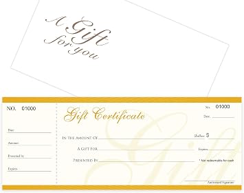 IMPACTONLINEPRINTING Blank Gift Certificates 25 Set for Business, with Free Matching Envelopes, Sequential Numbering Printing