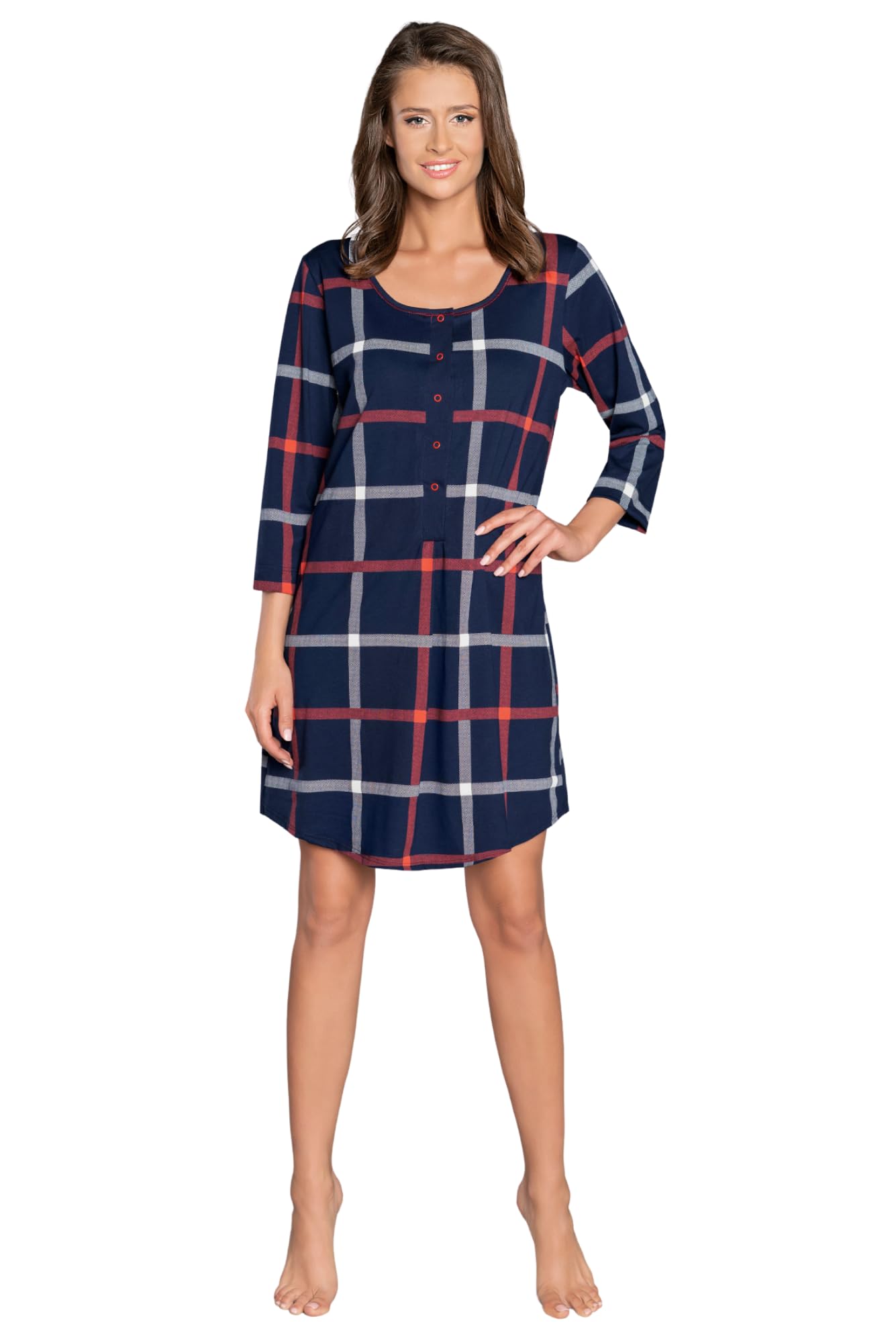 Italian Fashion Chemise de Nuit Femme Manches Longues | Vêtements de Nuit | Confortable et Douce Robe pour L Automne Hiver Printemps et Été | Nuisette S-XXL
