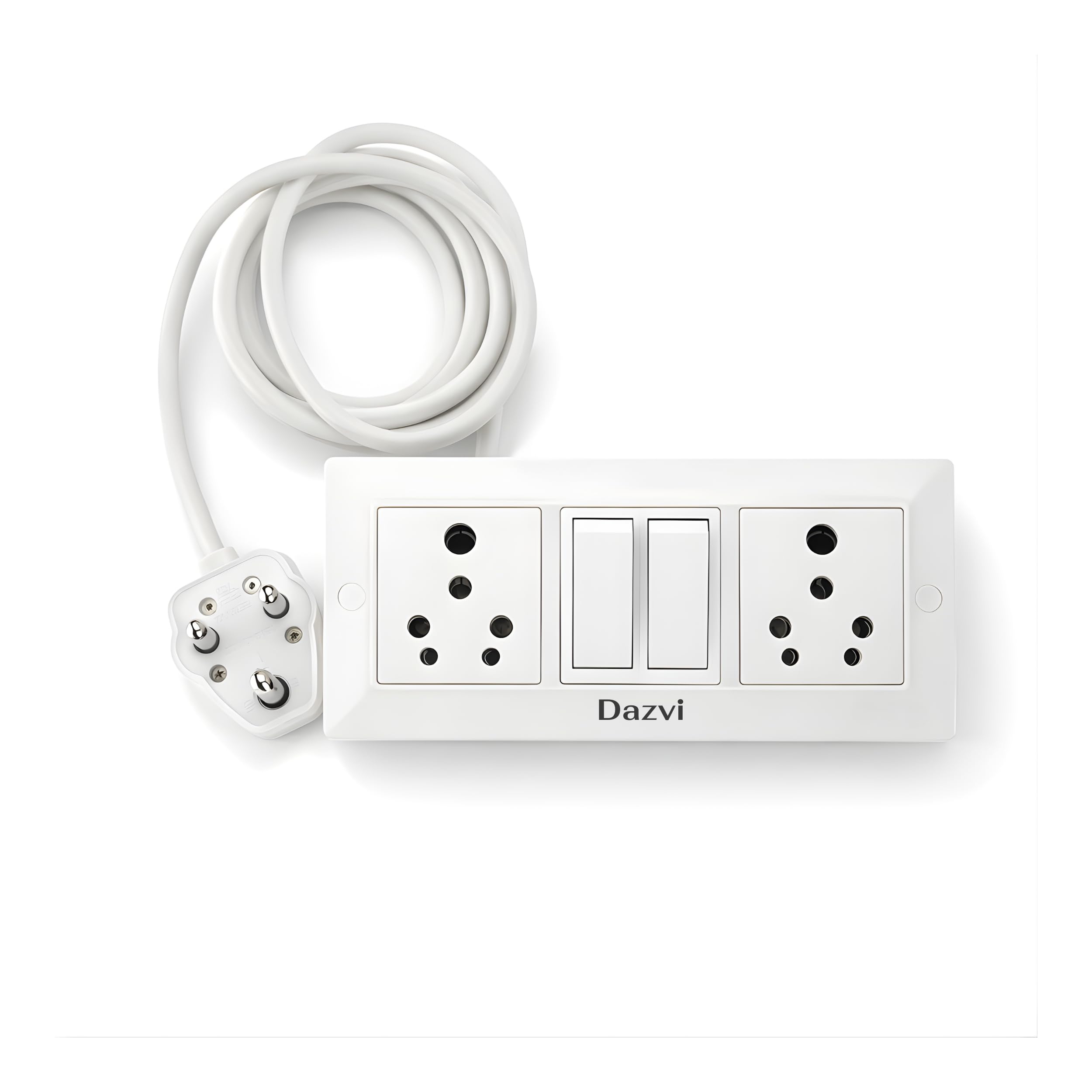Electric Extension Cord Board 2 Socket with Switch 16/20A 1.5 Sqmm Heavy Duty 2200W 240V for Refrigerator Washing Machine Microwave 2/3/5/7/9 Meter (White) (2 Meter)-image-44