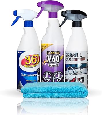 Sisbrill Kit Trío Esencial de Limpieza - Limpieza y Cuidado de Todo el Coche - Llantas, Cuero, Mosquitos, Tapicería