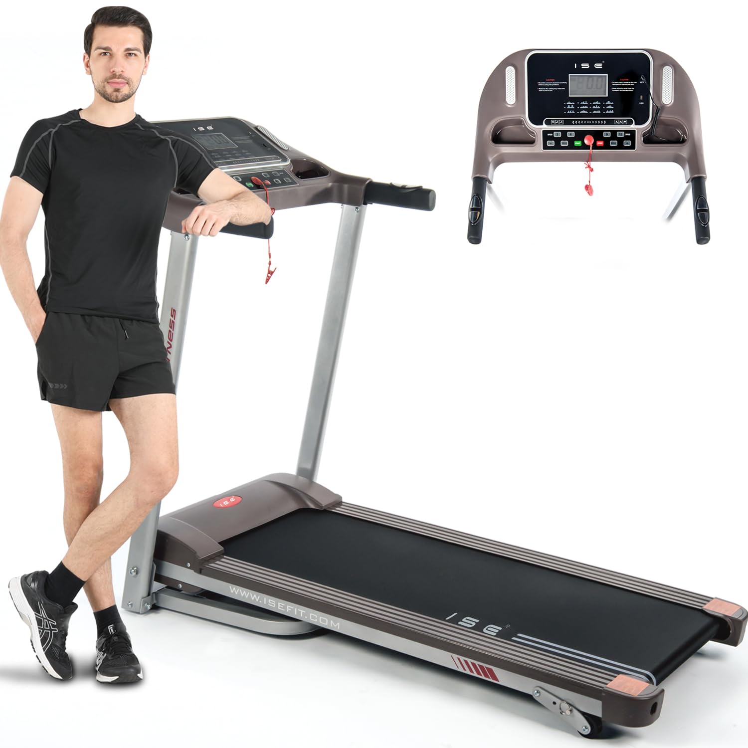 Tapis Roulant Pieghevole ISE | Motore Silenzioso | 12 Programmi | LCD Display | Per Casa E Ufficio - Foto 9