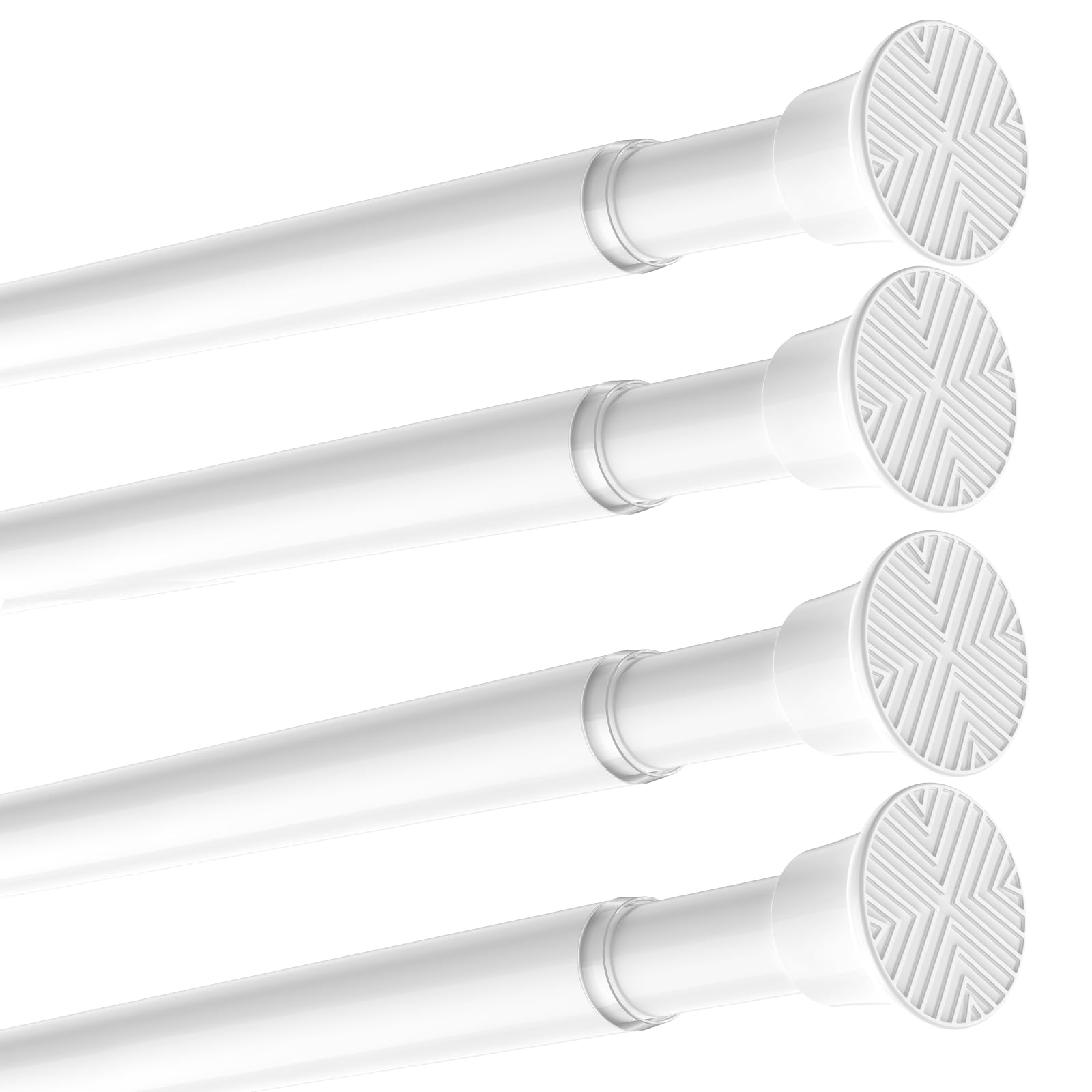Lot de 4 tringles à rideaux de douche télescopiques réglables de 76 à 162 cm, tringles de tension pour rideaux sans perçage, pour salle de bain, blanc