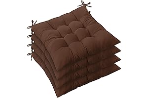 Set of 4 Chair Cushions, Ultimate Comfort for Home Office, with Ties,...