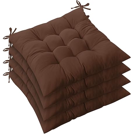 Set of 4 Chair Cushions, Ultimate Comfort for Home Office, with Ties,...