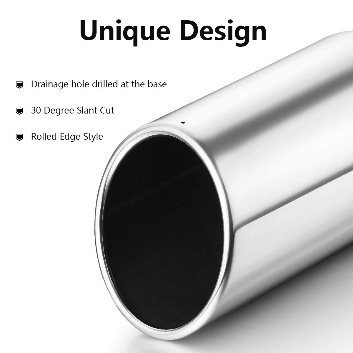 3.5 Inch O. D. 3.5 Icnch Inlet 12' Length T304 Stainless Steel Turn Down Exhaust Tip - Exhaust Pipe, Curved Stacks - Foto 4