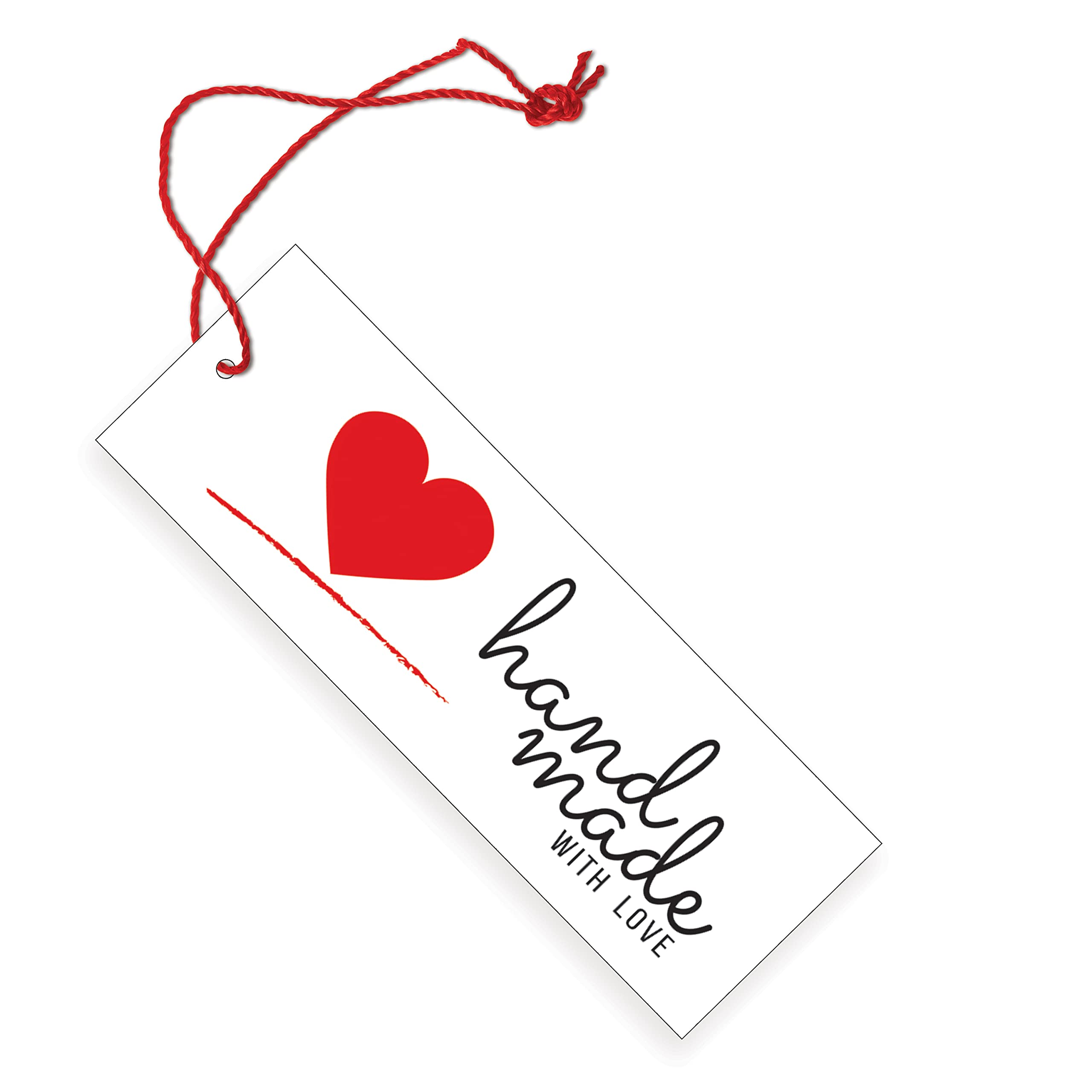 Clickedin – Tags with Strings, “Handmade“ | Perfect for Handmade and Small Business Products Packaging | (White 50 Pieces)