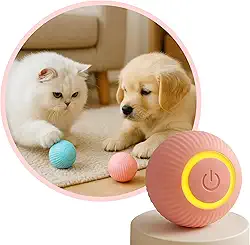 Bola Inteligente e Interativa para Pet com LED, Recarregável USB, Giratória com Rotação 360°, Movimentos Automáticos, Brinquedo para Gatos e Cachorros (Rosa)