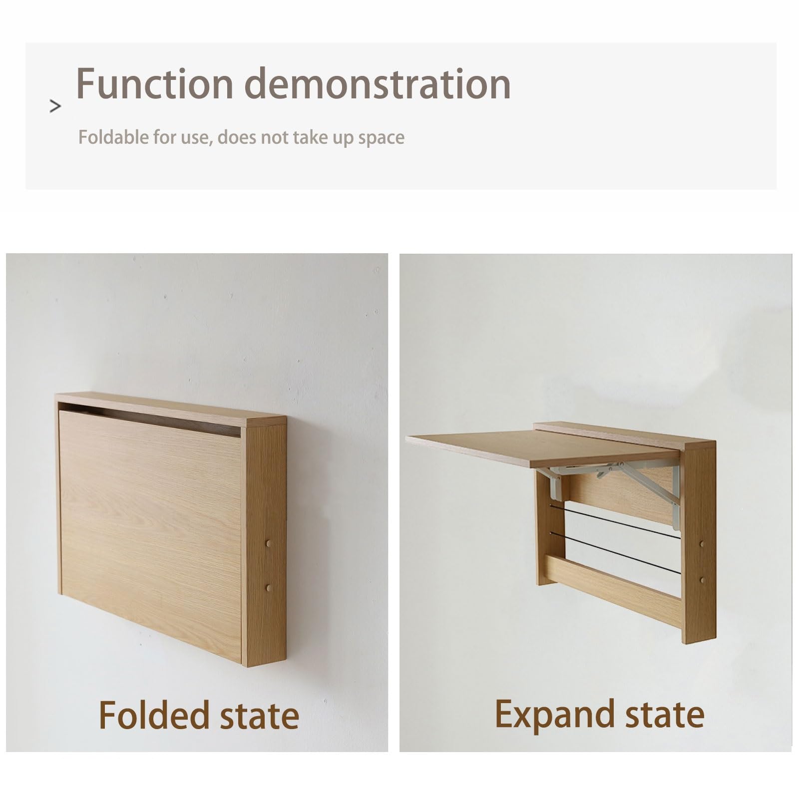Bureau Mural Pliable Avec étagère - 75x63cm - Bois - Charge 30kg - Pour Petit Espace Ou Enfant