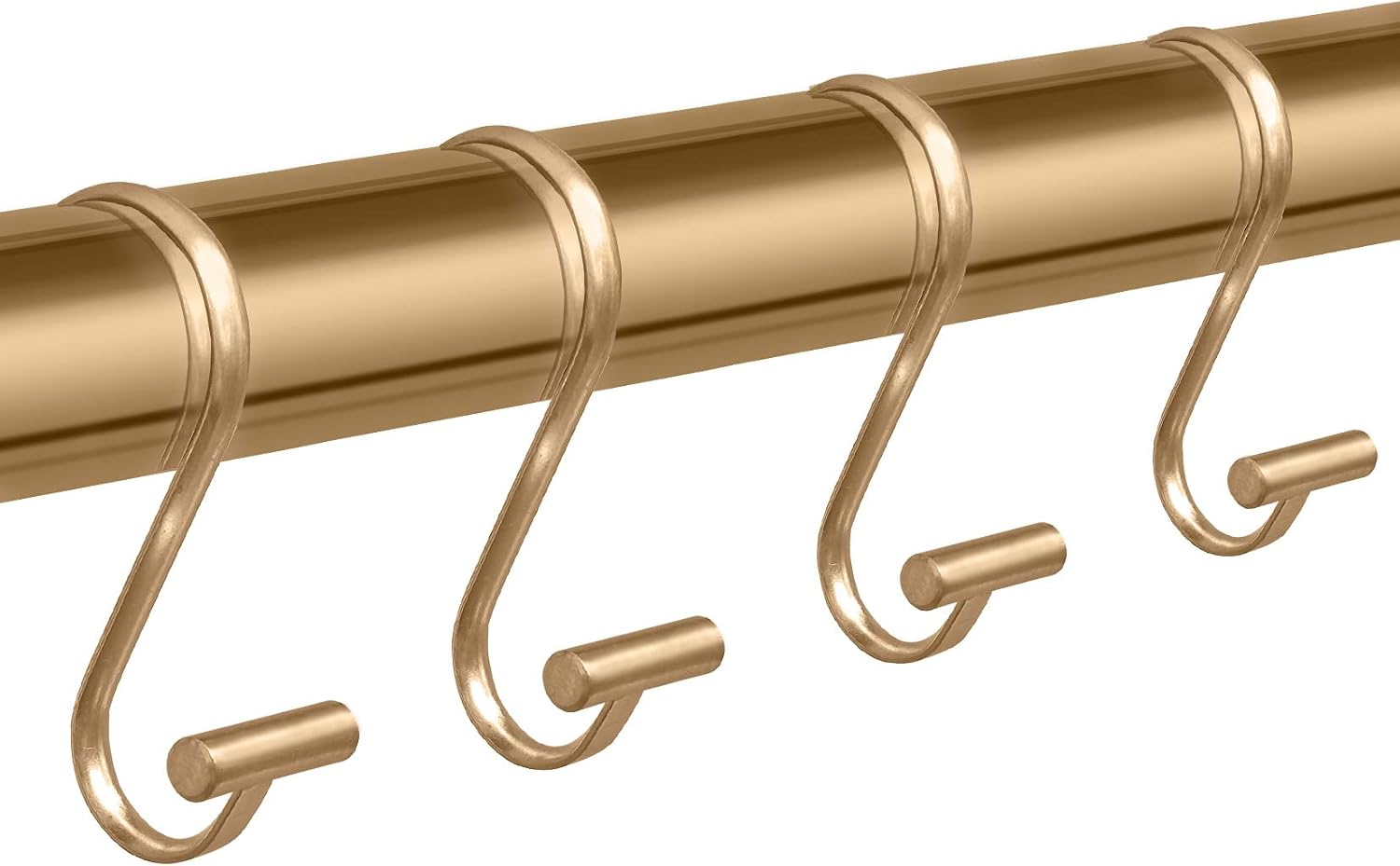 Metal Shower Curtain Hooks,Rust Proof Shower Curtain Rings for Bathroom,T-Bar Decorative Shower Curtain Hooks for Shower Rod,Set of 12(Gold)