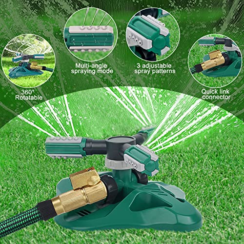 Wovuu Garden Sprinkler,Upgrade Lawn Sprinkler Automatic 360 Degree Rotating Irrigation Sprinkler System, Garden Hose Sprinkler For Yard/Built In 36 Units Angle Spray Nozzles-1Pack(Green) #TOP3