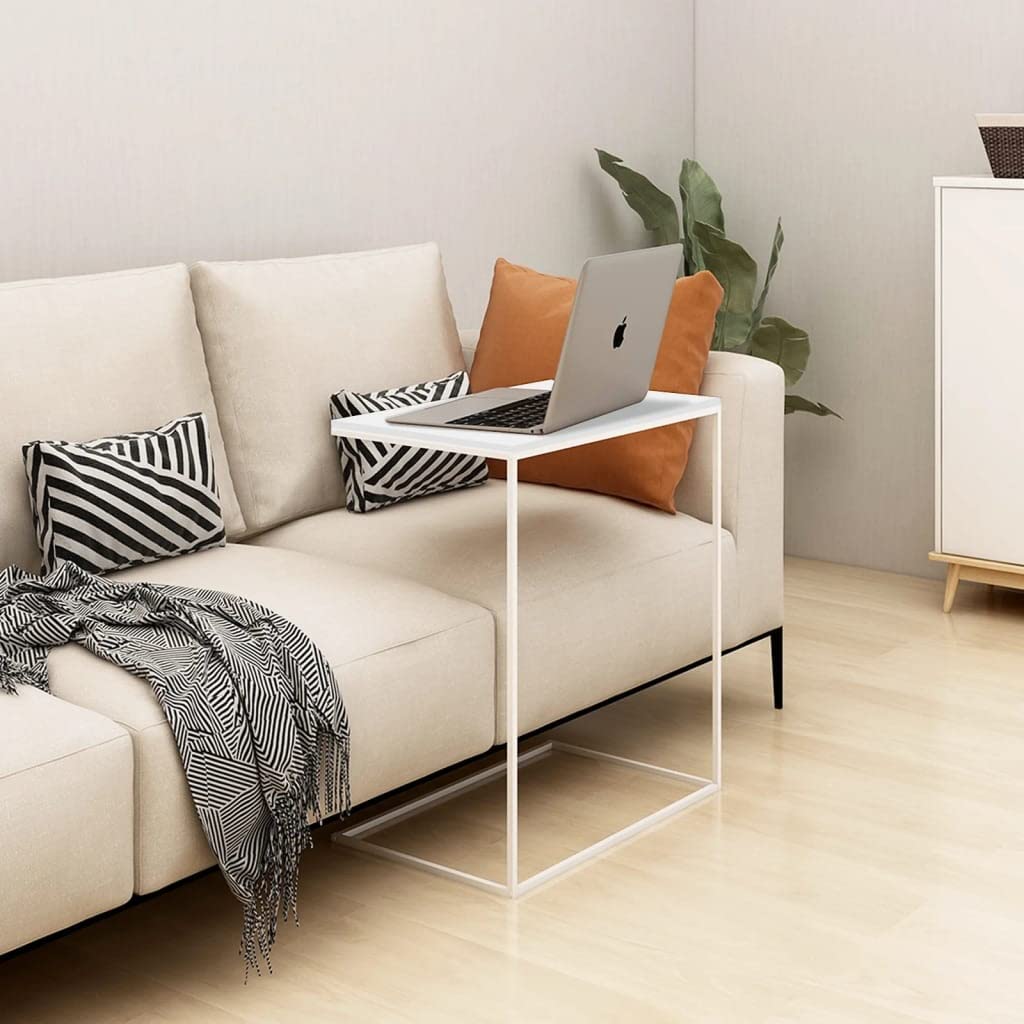 Tavolino bianco, 55 x 35 x 66 cm, in legno di legno, per soggiorno, casa, ufficio