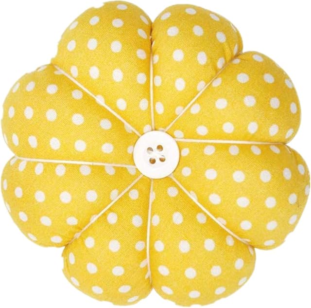 Wrist Pin Cushion Wearable Pumpkin Shape Sewing Pin Cushion for Needlework Sewing (Yellow)