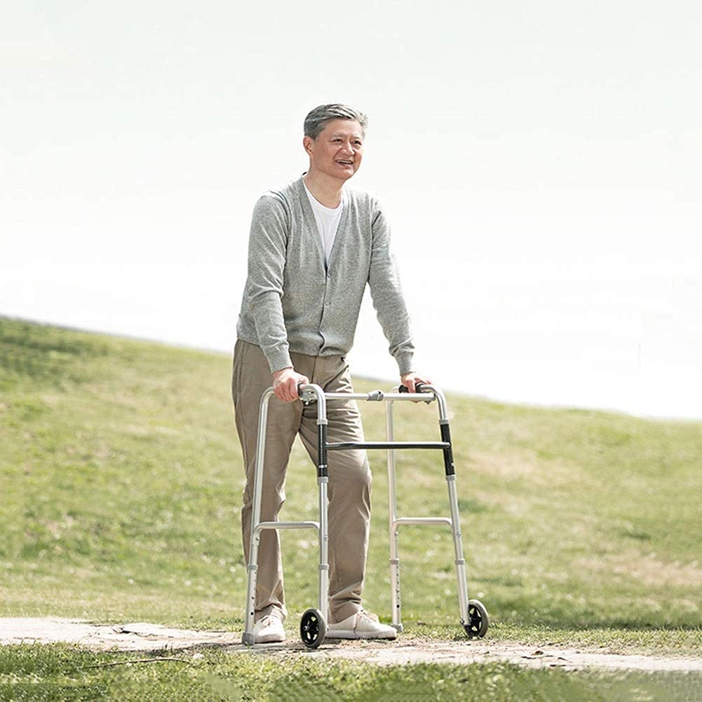 Chodziki dla seniorów Walker Indoor Adult Walker Osoby w podeszłym wieku niepełnosprawne Walker Trening kończyn dolnych Chodzik ze stopu aluminium Lekki i łatwy do przenoszenia (kolor: srebrny, rozm