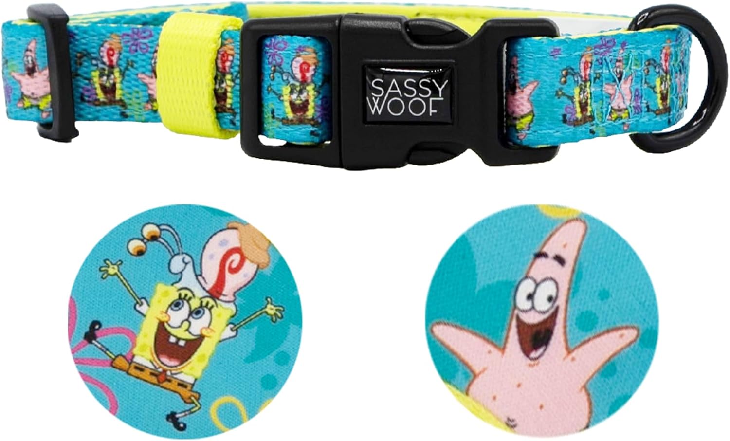 Sassy Woof Dog Adjustable Harness - Spongebob Squarepants™ Jelly Fishin' - XS, Breathable Mesh, No Pull Design with Two D-Rings, Patented Design, Perfect for Small Dogs - Officially Licensed