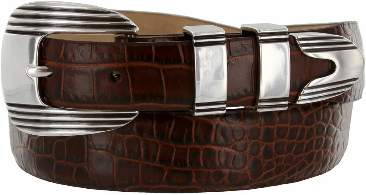S5749 Genuine Full-Grain Cowhide Leather Dress Belt 1-1/8"(30mm) taper down to 1"(25mm) wide