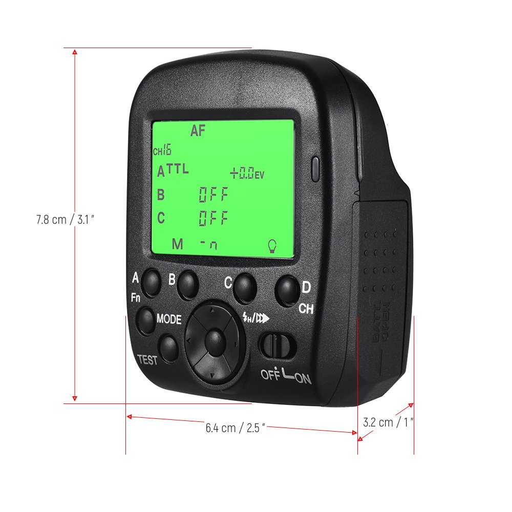 Karlak Disparador de flash , 2.4 GHz TTL Wireless Flash Trigger Transmitter HSS 1/8000s 4 grupos 16 canales LCD Display Reemplazo para A77II A7RII A7R A58 A99 ILCE600L