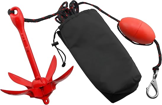 MarineNow 3.5 lb Grapnel Anchor Kit Folding Anchor with 25 ft Marine-Grade Rope, Buoy, Snap Hook & Storage Bag Ideal for Kayaks, Jet Skis, SUP, Canoes, Rafts, PWCs & Small Boats