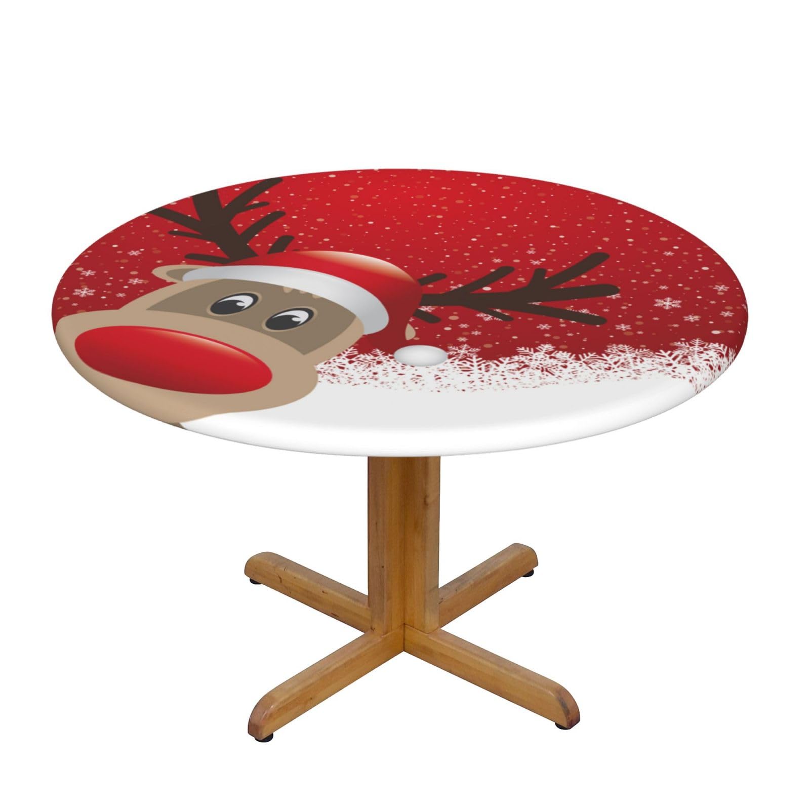 ESNAIUVCD Christmas print Waterproof Round Tablecloth,Outdoor Table Cloth with Elastic Edged, Elastic Tablecloth Wipeable, Garden Table Cloth Suitable for sizes 90cm-140cm